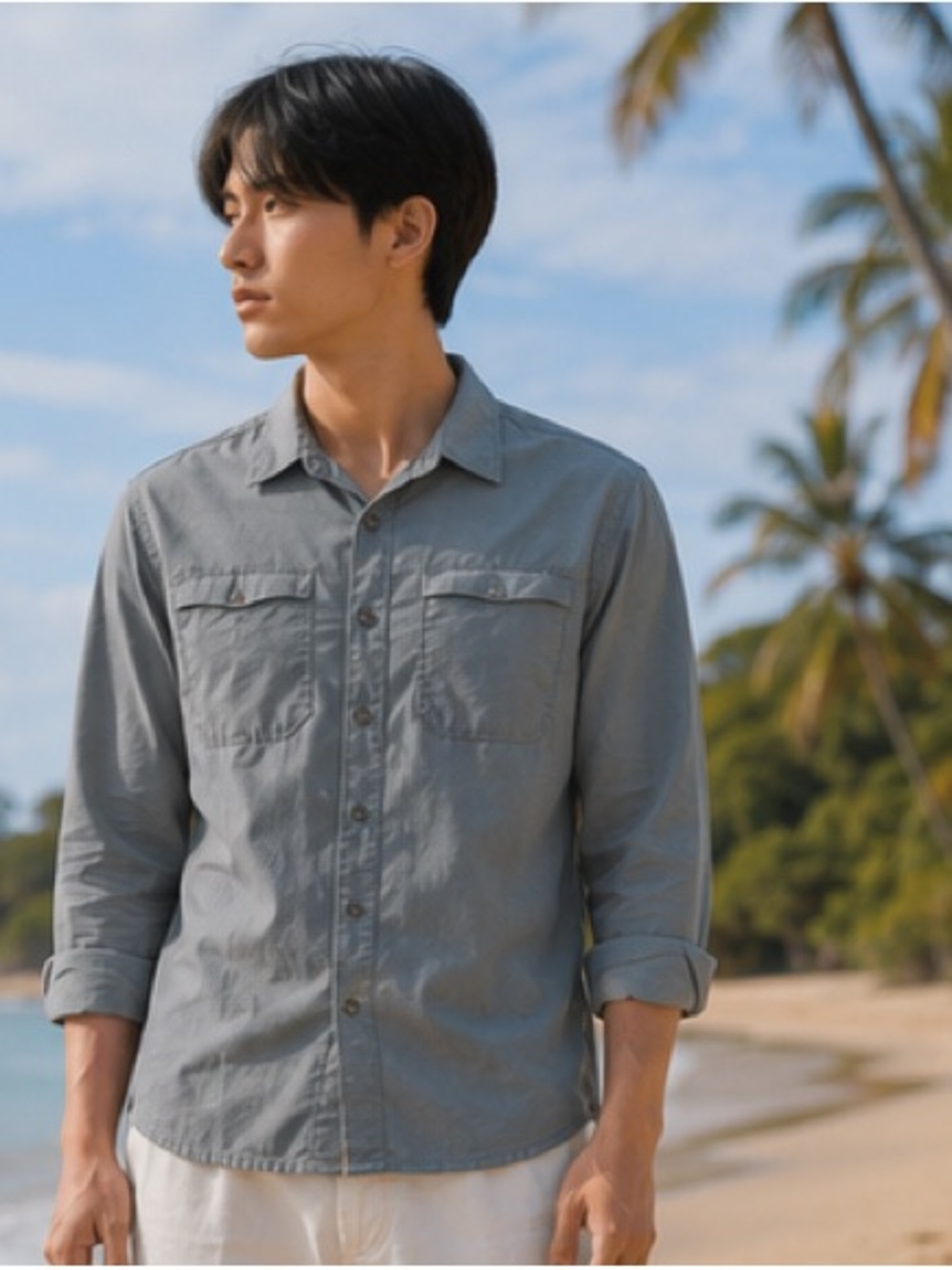 REI Boys' Gray Button Down Shirt